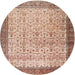 Round Traditional Chestnut Red Persian Rug, tr2265