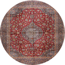 Square Machine Washable Traditional Brown Red Rug, wshtr2266