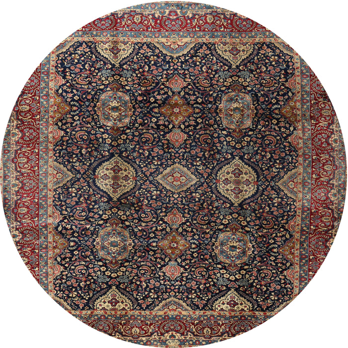 Round Traditional Dark Almond Brown Persian Rug, tr2268