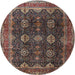 Square Machine Washable Traditional Dark Almond Brown Rug, wshtr2268