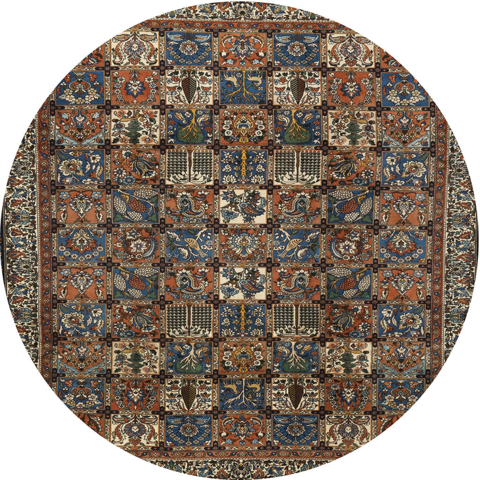 Round Traditional Dark Almond Brown Persian Rug, tr2269