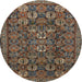 Round Traditional Dark Almond Brown Persian Rug, tr2269