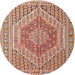 Round Traditional Brown Persian Rug, tr226