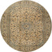 Round Traditional Reddish Brown Persian Rug, tr2270
