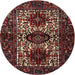 Round Traditional Dark Gold Brown Persian Rug, tr2271