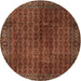 Round Traditional Saffron Red Persian Rug, tr2272