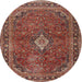 Round Traditional Orange Salmon Pink Persian Rug, tr2273