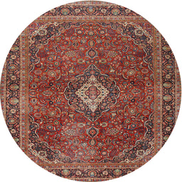 Square Machine Washable Traditional Orange Salmon Pink Rug, wshtr2273
