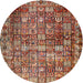 Round Traditional Saffron Red Persian Rug, tr2274