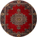 Square Machine Washable Traditional Brown Rug, wshtr2276