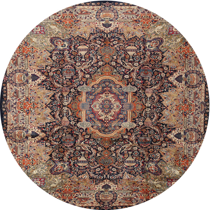 Round Traditional Camel Brown Persian Rug, tr2278