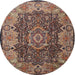 Round Traditional Camel Brown Persian Rug, tr2278