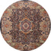 Square Machine Washable Traditional Camel Brown Rug, wshtr2278