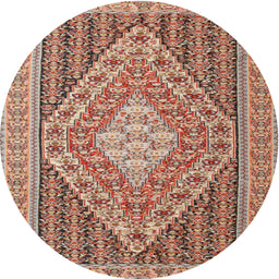 Round Traditional Fire Brick Red Medallion Rug, tr227