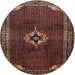 Round Traditional Deep Red Persian Rug, tr2280