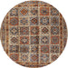 Square Machine Washable Traditional Brown Green Rug, wshtr2281