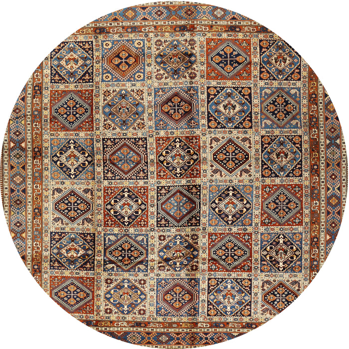 Round Traditional Brownish Green Persian Rug, tr2281
