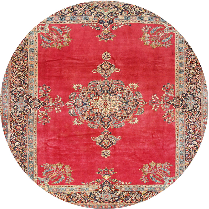 Round Traditional Light Copper Gold Persian Rug, tr2282