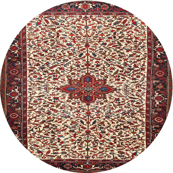 Round Traditional Light French Beige Brown Persian Rug, tr2283