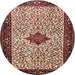 Round Traditional Light French Beige Brown Persian Rug, tr2283
