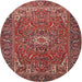 Round Traditional Orange Salmon Pink Persian Rug, tr2286