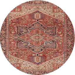 Round Traditional Light Copper Gold Persian Rug, tr2287