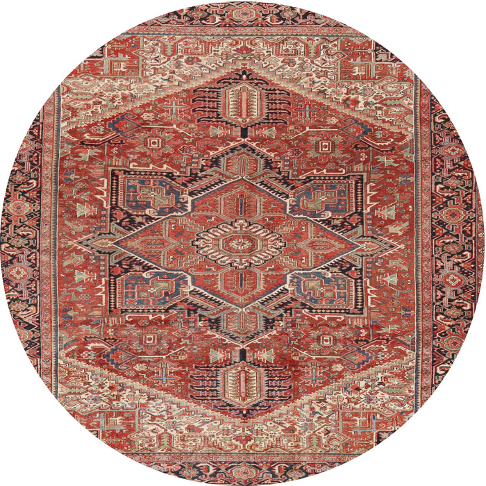 Round Traditional Light Copper Gold Persian Rug, tr2287