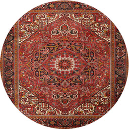Square Machine Washable Traditional Tomato Red Rug, wshtr2288