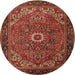 Square Machine Washable Traditional Tomato Red Rug, wshtr2288