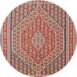 Round Traditional Fire Brick Red Southwestern Rug, tr228