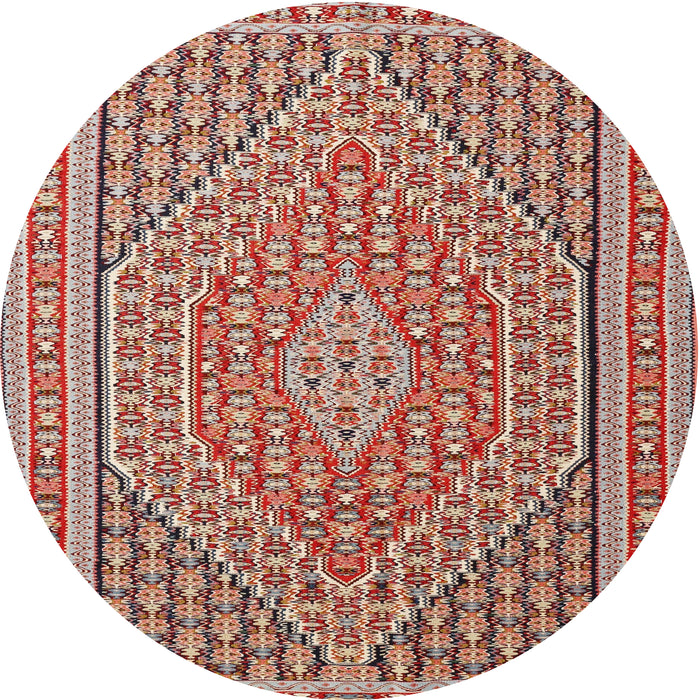 Round Traditional Fire Brick Red Southwestern Rug, tr228