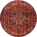 Round Traditional Red Persian Rug, tr2290