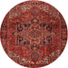 Square Machine Washable Traditional Tomato Red Rug, wshtr2290