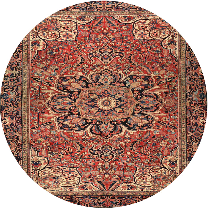 Square Machine Washable Traditional Saffron Red Rug, wshtr2291