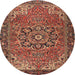 Round Traditional Saffron Red Persian Rug, tr2291