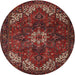 Square Machine Washable Traditional Chestnut Brown Rug, wshtr2292