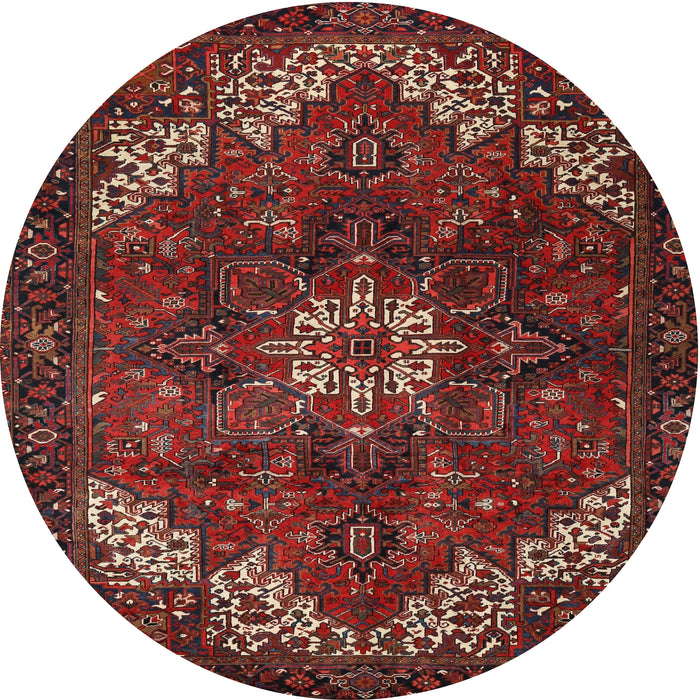 Round Traditional Chestnut Brown Persian Rug, tr2292