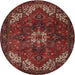 Round Traditional Chestnut Brown Persian Rug, tr2292