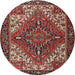 Round Traditional Saffron Red Persian Rug, tr2293