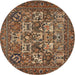 Square Machine Washable Traditional Bakers Brown Rug, wshtr2294