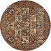 Round Traditional Bakers Brown Persian Rug, tr2294