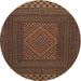 Round Traditional Red Persian Rug, tr2297