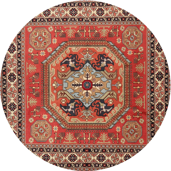 Square Machine Washable Traditional Tangerine Pink Rug, wshtr2298