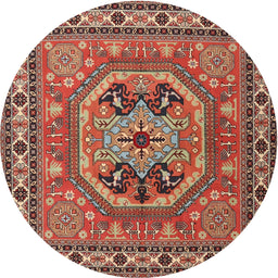 Square Machine Washable Traditional Tomato Red Rug, wshtr2299