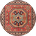 Square Machine Washable Traditional Tomato Red Rug, wshtr2299