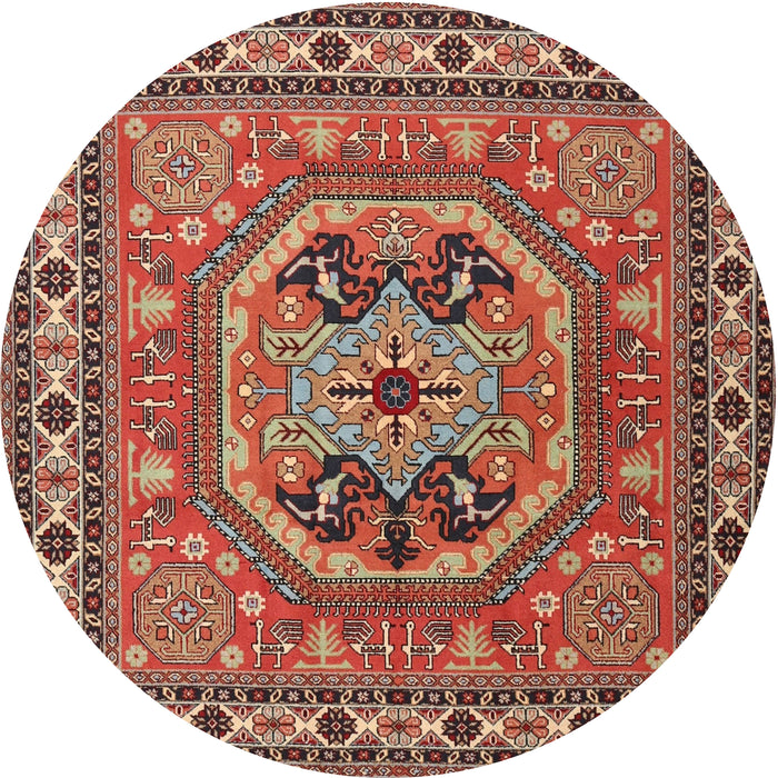 Round Traditional Red Persian Rug, tr2299