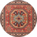 Round Traditional Red Persian Rug, tr2299