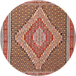 Round Traditional Brown Southwestern Rug, tr229