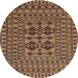 Round Traditional Bronze Brown Southwestern Rug, tr2302