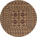 Round Traditional Bronze Brown Southwestern Rug, tr2302